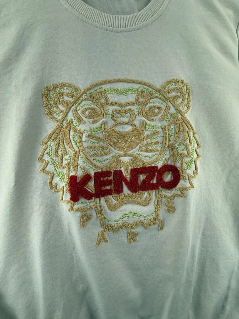 KENZO Sweatshirt Pullover Graphic Print Long Sleeve White Tiger Logo Stretch - Picture 2 of 16